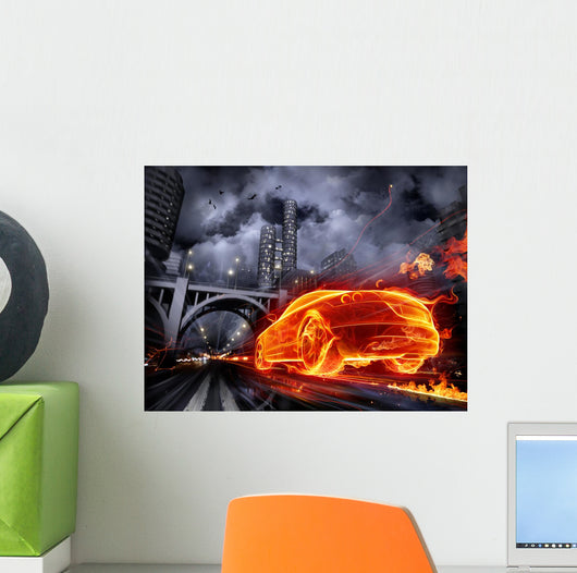 Fire Car Wall Mural