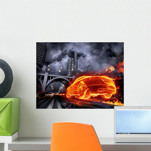 Fire Car Wall Mural