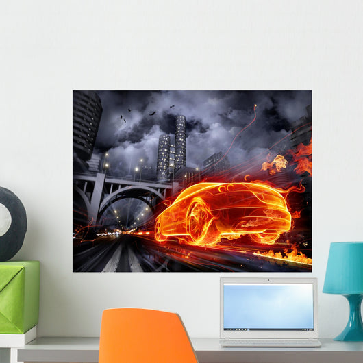 Fire Car Wall Mural