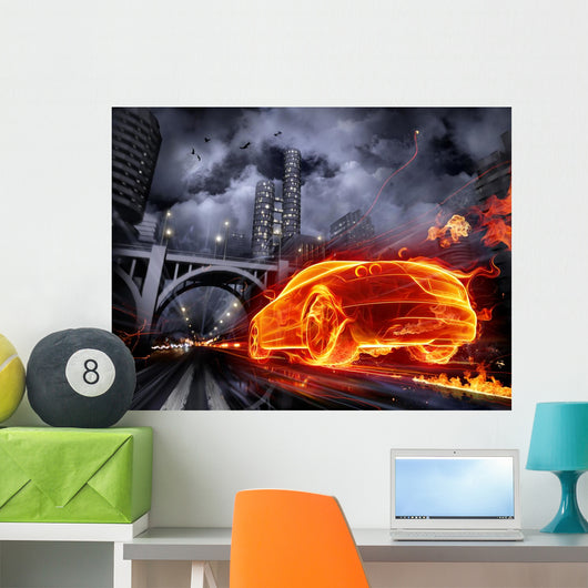 Fire Car Wall Mural