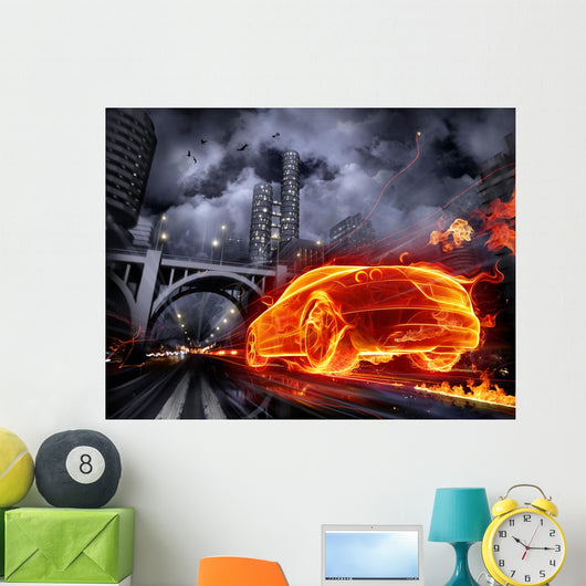 Fire Car Wall Mural