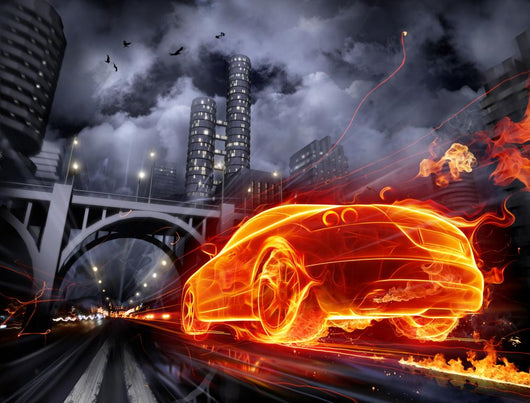Fire Car Wall Mural
