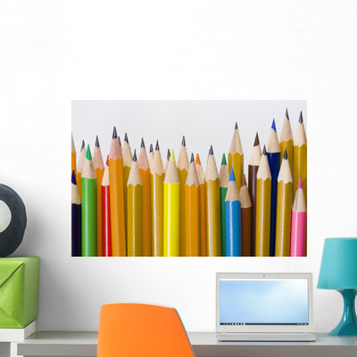 Colored Pencils Wall Decal shown on a wall