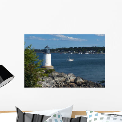 Salem Harbor Lighthouse Fort Wall Decal shown on a wall