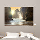 Fantastic big rocks and ocean waves at sundown time Wall Mural