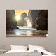 Fantastic big rocks and ocean waves at sundown time Wall Mural
