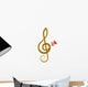Treble clef and pink rose Wall Decal
