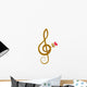Treble clef and pink rose Wall Decal