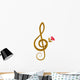 Treble clef and pink rose Wall Decal