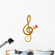 Treble clef and pink rose Wall Decal