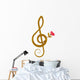 Treble clef and pink rose Wall Decal