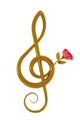 Treble clef and pink rose Wall Decal