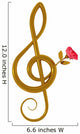 Treble clef and pink rose Wall Decal