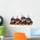 Group of puppies Rottweiler with birthday hats. isolated on white Wall Decal