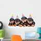 Group of puppies Rottweiler with birthday hats. isolated on white Wall Decal