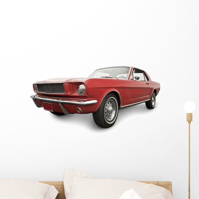 Red Classic Car Wall Decal shown on a wall