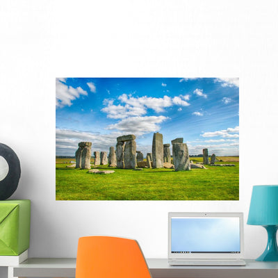 Stonehenge with Blue Sky Wall Decal shown on a wall