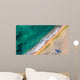 Aerial view of ocean waves and sand on beach Wall Mural