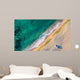 Aerial view of ocean waves and sand on beach Wall Mural