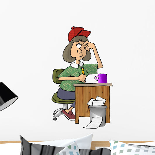 female writer Wall Decal