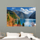 Beautiful view of the Long Lake among colorful fall woods Wall Mural