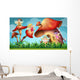 Fairies Flying Mushroom Garden Wall Decal