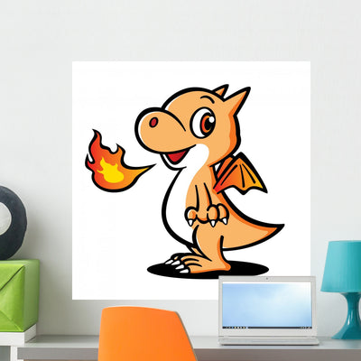 Baby Dragon Wall Decal shown on a wall