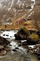 Norway tipical rural hut and river lanscape Wall Mural