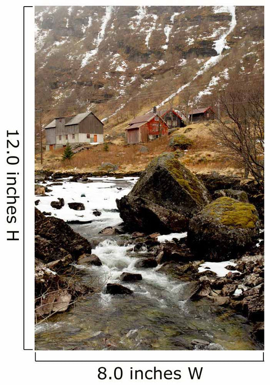 Norway tipical rural hut and river lanscape Wall Mural