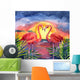 Tropical Watercolor Flamingo Sunset Wall Decal