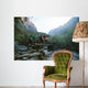 Group of hikers crossing the bridge Wall Mural