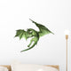 Green Fantasy Dragon in Flight Wall Decal
