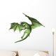 Green Fantasy Dragon in Flight Wall Decal