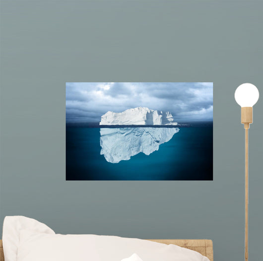 Iceberg Mostly Underwater Floating in Ocean Wall Mural