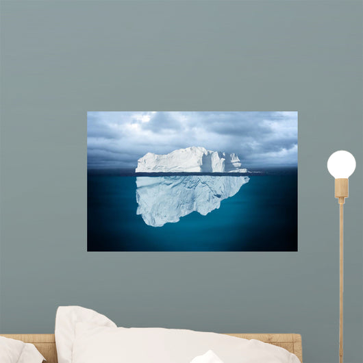 Iceberg Mostly Underwater Floating in Ocean Wall Mural