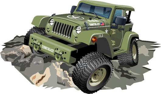 Vector Cartoon Military 4x4 Wall Decal