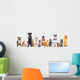 Group of sitting cats and dogs, isolated on white Wall Decal