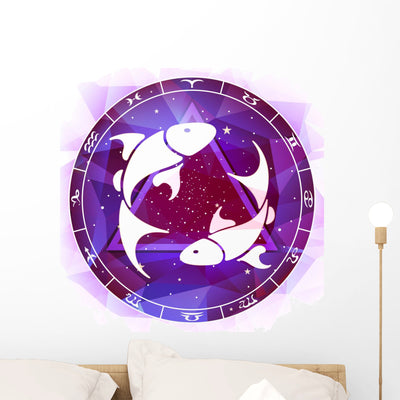 Zodiac Sign Pisces Wall Decal shown on a wall