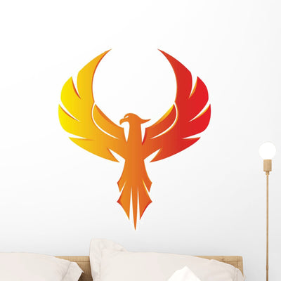 Fire  Bird Phoenix Wall Decal shown on a wall