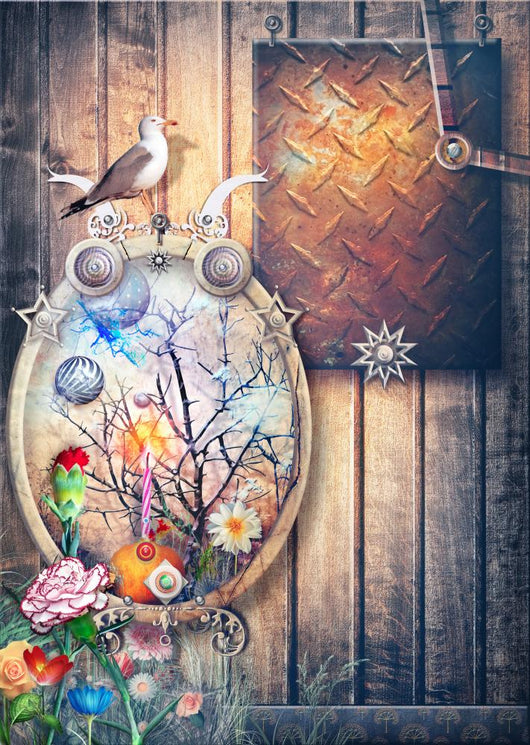 Composizione Steampunk Con Cornice Wall Decal
