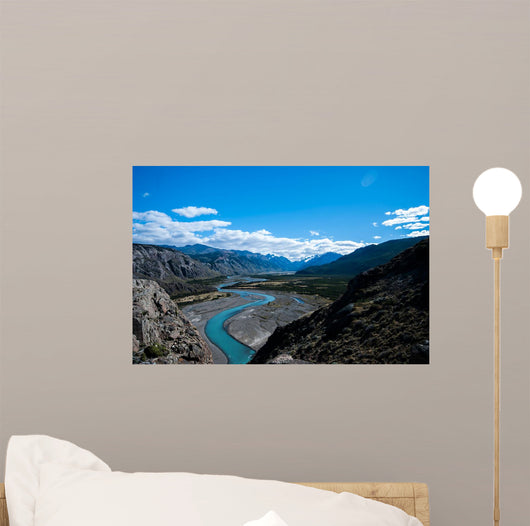 Braided river, Rio de las Vueltas valley, El Chalten, Los Glaciares National Park, Patagonia, Argentina Wall Mural