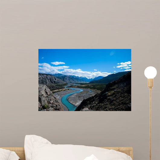 Braided river, Rio de las Vueltas valley, El Chalten, Los Glaciares National Park, Patagonia, Argentina Wall Mural