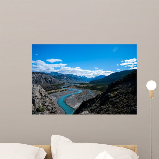 Braided river, Rio de las Vueltas valley, El Chalten, Los Glaciares National Park, Patagonia, Argentina Wall Mural
