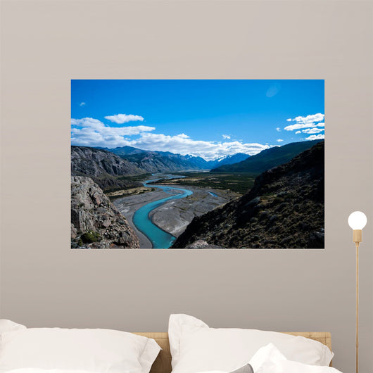Braided river, Rio de las Vueltas valley, El Chalten, Los Glaciares National Park, Patagonia, Argentina Wall Mural