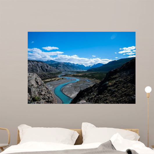 Braided river, Rio de las Vueltas valley, El Chalten, Los Glaciares National Park, Patagonia, Argentina Wall Mural
