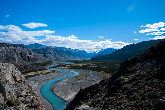 Braided river, Rio de las Vueltas valley, El Chalten, Los Glaciares National Park, Patagonia, Argentina Wall Mural