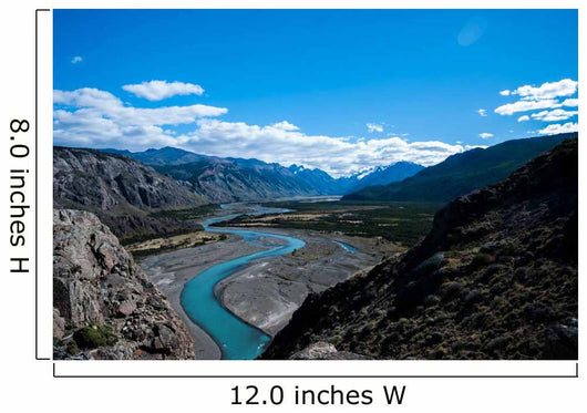 Braided river, Rio de las Vueltas valley, El Chalten, Los Glaciares National Park, Patagonia, Argentina Wall Mural