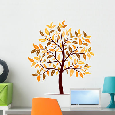 Autumn Tree Vector Wall Decal shown on a wall