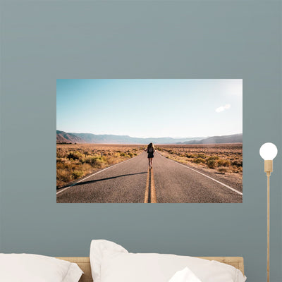 Girl Middle Route 66 Wall Decal shown on a wall