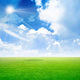 abstract scene green meadow under light sky Wall Mural